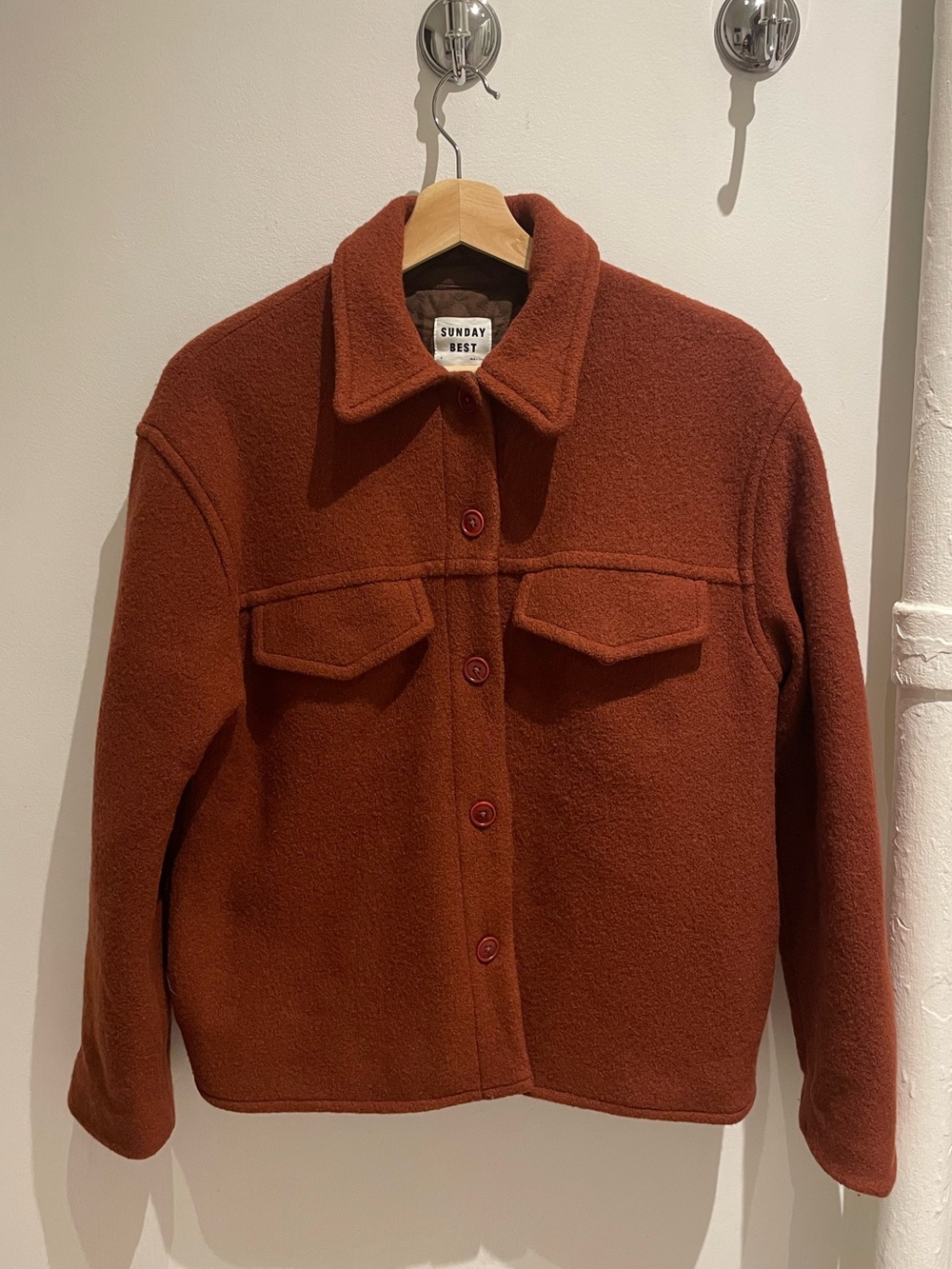 Sunday Best Rust Teddy Button-Front Jacket